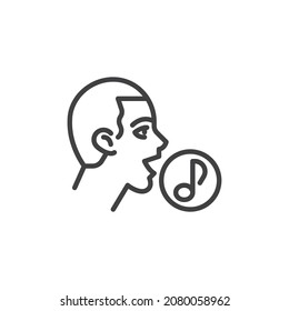 Smart assistant music line icon. linear style sign for mobile concept and web design. Voice recognition outline vector icon. Symbol, logo illustration. Vector graphics