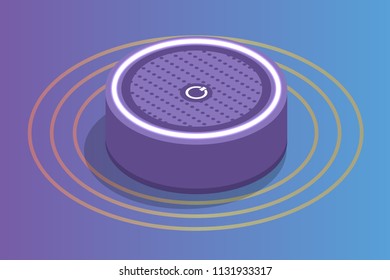 Smart assistant Speaker, Voice control isometric concept. Vector illustration