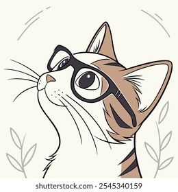 Gato atento inteligente con gafas