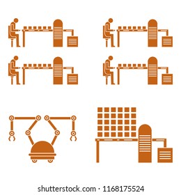 Smart automatic robotic production line. Replacement of people with robotic mechanisms on the conveyor. Development of artificial intelligence.