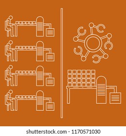 Smart automatic robotic production line. Replacement of people with robotic mechanisms on the conveyor. Development of artificial intelligence.