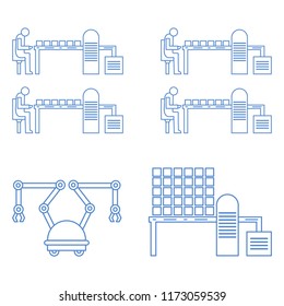 Smart automatic robotic production line. Replacement of people with robotic mechanisms on the conveyor. Development of artificial intelligence.