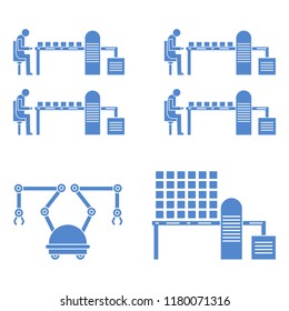 Smart automatic robotic production line. Replacement of people with robotic mechanisms on the conveyor. Development of artificial intelligence.