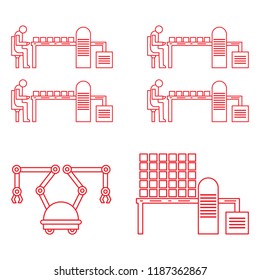 Smart automatic robotic production line. Replacement of people with robotic mechanisms on the conveyor. Development of artificial intelligence.