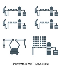 Smart automatic robotic production line. Replacement of people with robotic mechanisms on the conveyor. Development of artificial intelligence.
