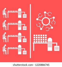 Smart automatic robotic production line. Replacement of people with robotic mechanisms on the conveyor. Development of artificial intelligence.