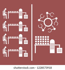 Smart automatic robotic production line. Replacement of people with robotic mechanisms on the conveyor. Development of artificial intelligence.