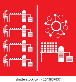 Smart automatic robotic production line. Replacement of people with robotic mechanisms on the conveyor. Development of artificial intelligence.