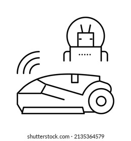 smart automatical lawn mower line icon vector. smart automatical lawn mower sign. isolated contour symbol black illustration