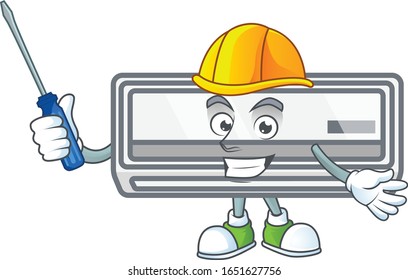 Smart automotive air conditioner in cartoon character style