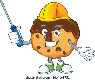 Smart automotive chocolate chips with cream in cartoon character style