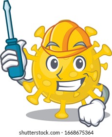 Smart automotive corona virus diagnosis presented in cartoon character design