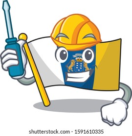 Smart automotive flag canary island Scroll presented in cartoon character design