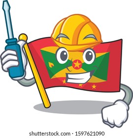 Smart automotive flag grenada Scroll presented in cartoon character design