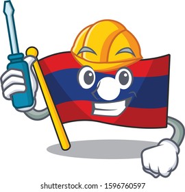 Smart automotive flag laos Scroll presented in cartoon character design
