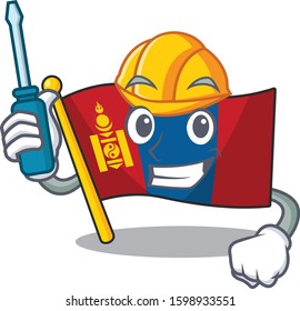 Smart automotive flag mongolia Scroll presented in cartoon character design