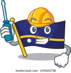 Smart automotive flag nauru Scroll presented in cartoon character design