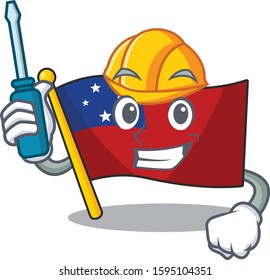 Smart automotive flag samoa Scroll presented in cartoon character design