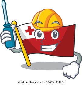 Smart automotive flag tonga Scroll presented in cartoon character design