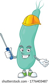 Smart automotive helicobacter pylory presented in mascot design style. Vector illustration