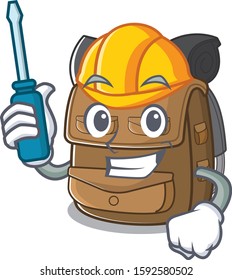Smart automotive hiking backpack Scroll presented in cartoon character design