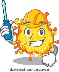 Smart automotive minacovirus presented in cartoon character design