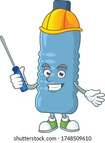 Smart automotive mineral bottle presented in mascot design style