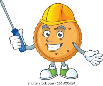 Smart automotive peanut butter cookies in cartoon character style