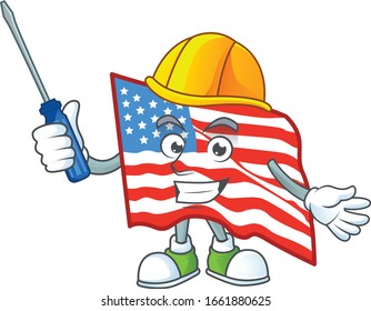 Smart automotive USA flag in cartoon character style