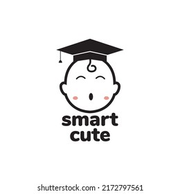 Smart Baby With Cap Gown Logo Design Vector Graphic Symbol Icon Illustration Creative Idea