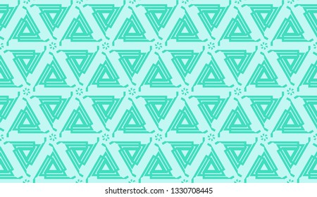 Smart background with decorative triangles layot. Vector illustration. Blue, turquoise color . Decorative design for you idea. Seamless.