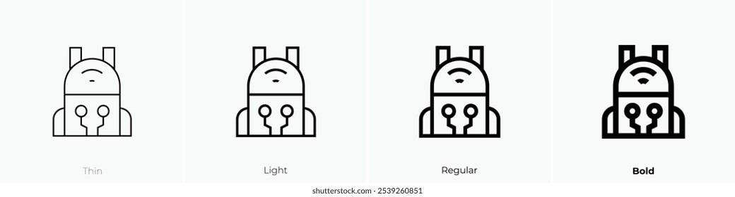 Smart-Bag-Symbol. Dünnes, helles Design im regulären und kühlen Stil, einzeln auf weißem Hintergrund