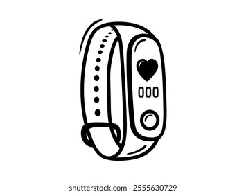 Smart band black icon. Fitness watch vector symbol. Fitness Tracker vector icon for web graphic design. Smart watch pulse heart. Device for sports, fitness, yoga and running. Sport icon