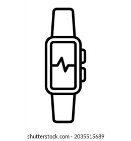 Smart Band Vector Outline Icon Isolated On White Background
