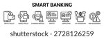 Smart Banking web banner icon vector illustration concept with icon of digital wallet, mobile wallet app, e-banking services, digital identity, digital identity verification, api integration, and risk management.