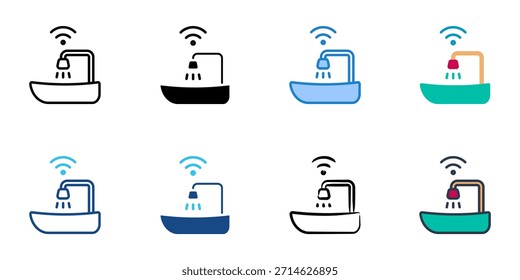 Smart Badewanne Symbole setzen mehrere Stil Vektor Sammlung. 

