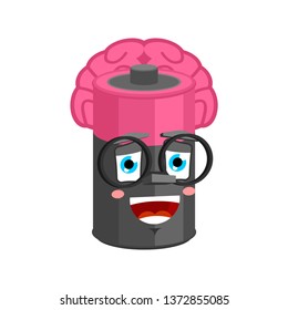Smart Battery with brains isolated. Brain in accumulator Cartoon Style