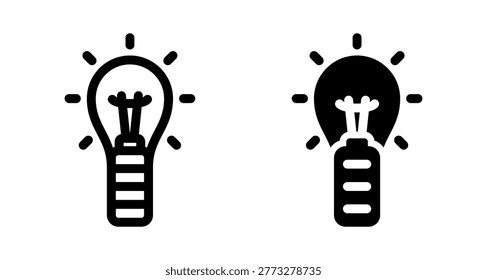 Smart Battery Light Bulb Icon: Innovative Energy Storage Power Solution Glyph Vector illustration