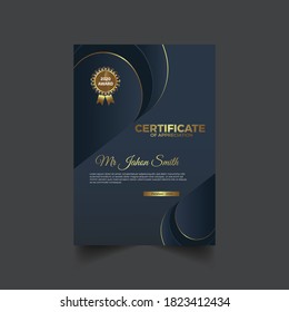 Smart bcertificate of appreciation design template with gold  modern shapes