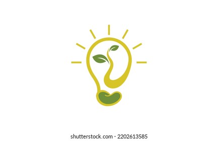 smart bean logo by combining  beans and bulb Free Vector