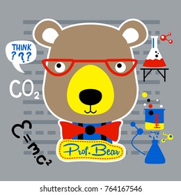 smart bear cute cartoon,vector illustration