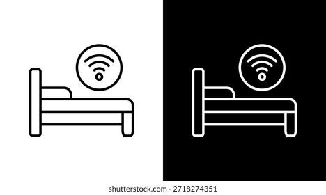 Smart Bed Sensor Outline White Icon Set Design