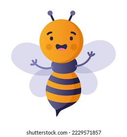 Smart bee figure out lesson or homework. Back to school. Vector illustration of smart bee student. Education concept