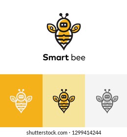 Smart bee - Technology Bee  - Robot Bee Logo Icon or Template - Vector