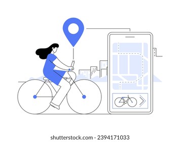 Smart bike navigation abstract concept vector illustration. Person using navigation app when riding a bike, smart personal transport, modern vehicle technology, cycling idea abstract metaphor.