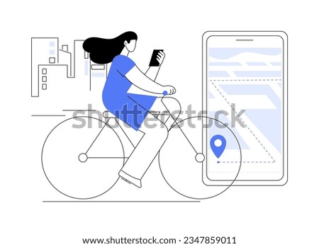 Smart bike navigation abstract concept vector illustration. Man rides a bike and uses navigator, smart city, cycling gps, Internet of Things, modern technology for sport abstract metaphor.