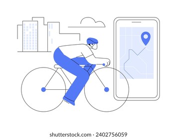 Smart bike navigation isolated cartoon vector illustrations. Man rides a bike and uses navigator, smart city, cycling gps, Internet of Things, modern technology for sport vector cartoon.