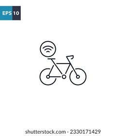 Smart bike outline icon Vector illustration