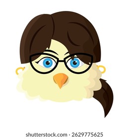 Smart bird head with glasses. Vector illustration