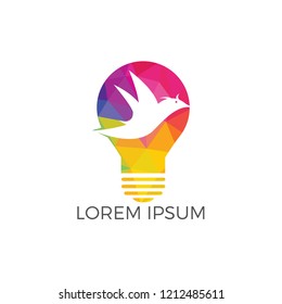 Smart bird lamp bulb idea logo design. Creative bird logo design concept.